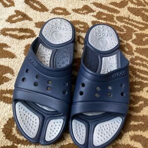 CROCS Navy Blue and Light Gray Men's Slide Sandals